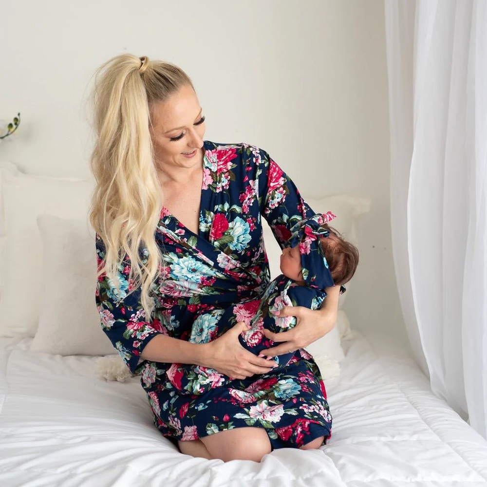 Posh Peanut Navy Floral Women's Robe